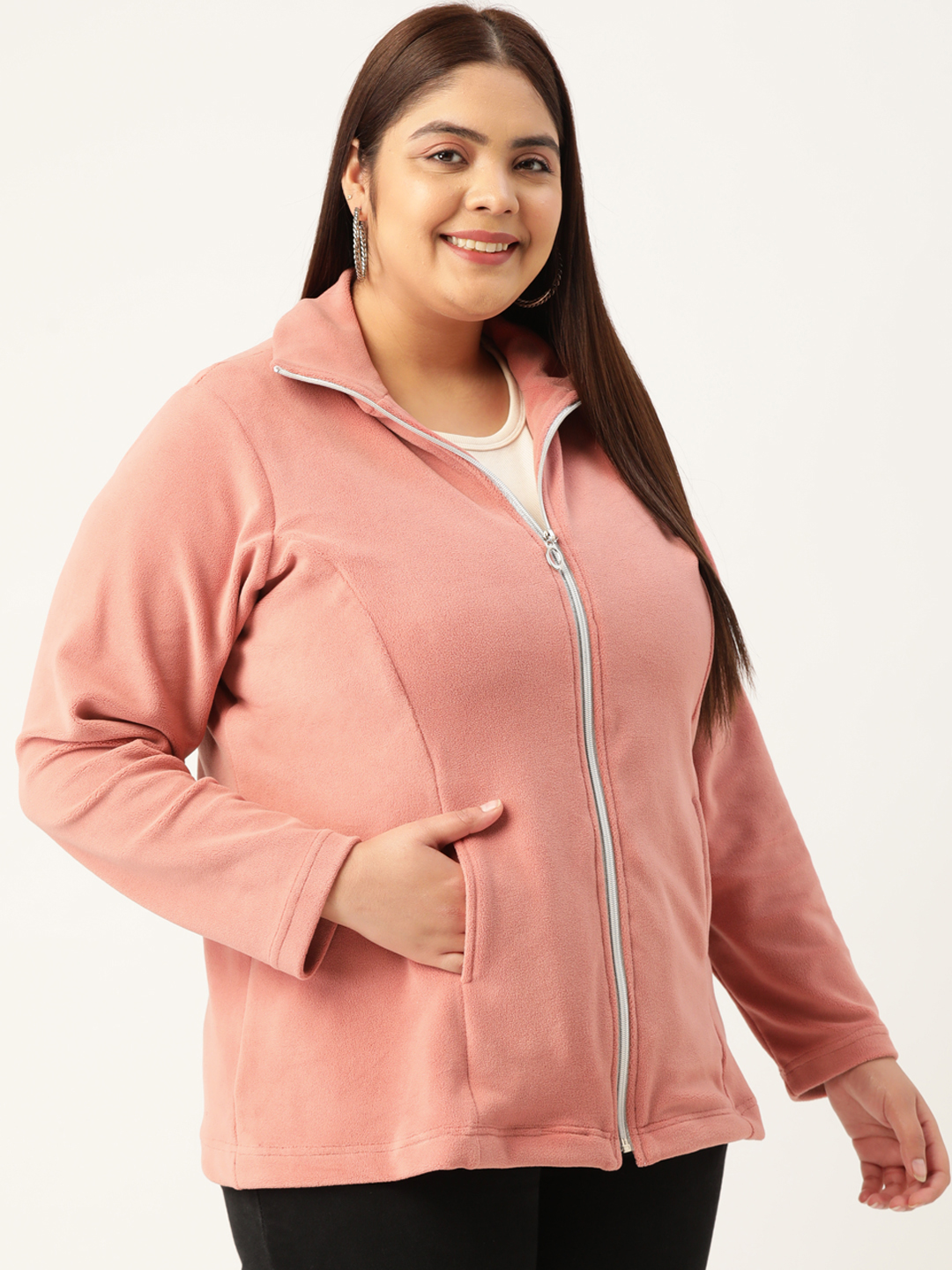 Women's Plus Size Rose Solid Color knitted winter Jacket