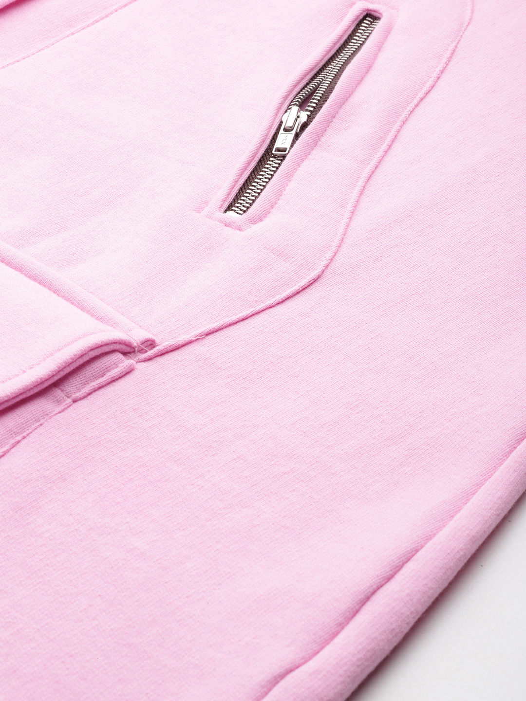 Women's Plus Size Light Pink Solid Color Fleece Winter Longline Jacket