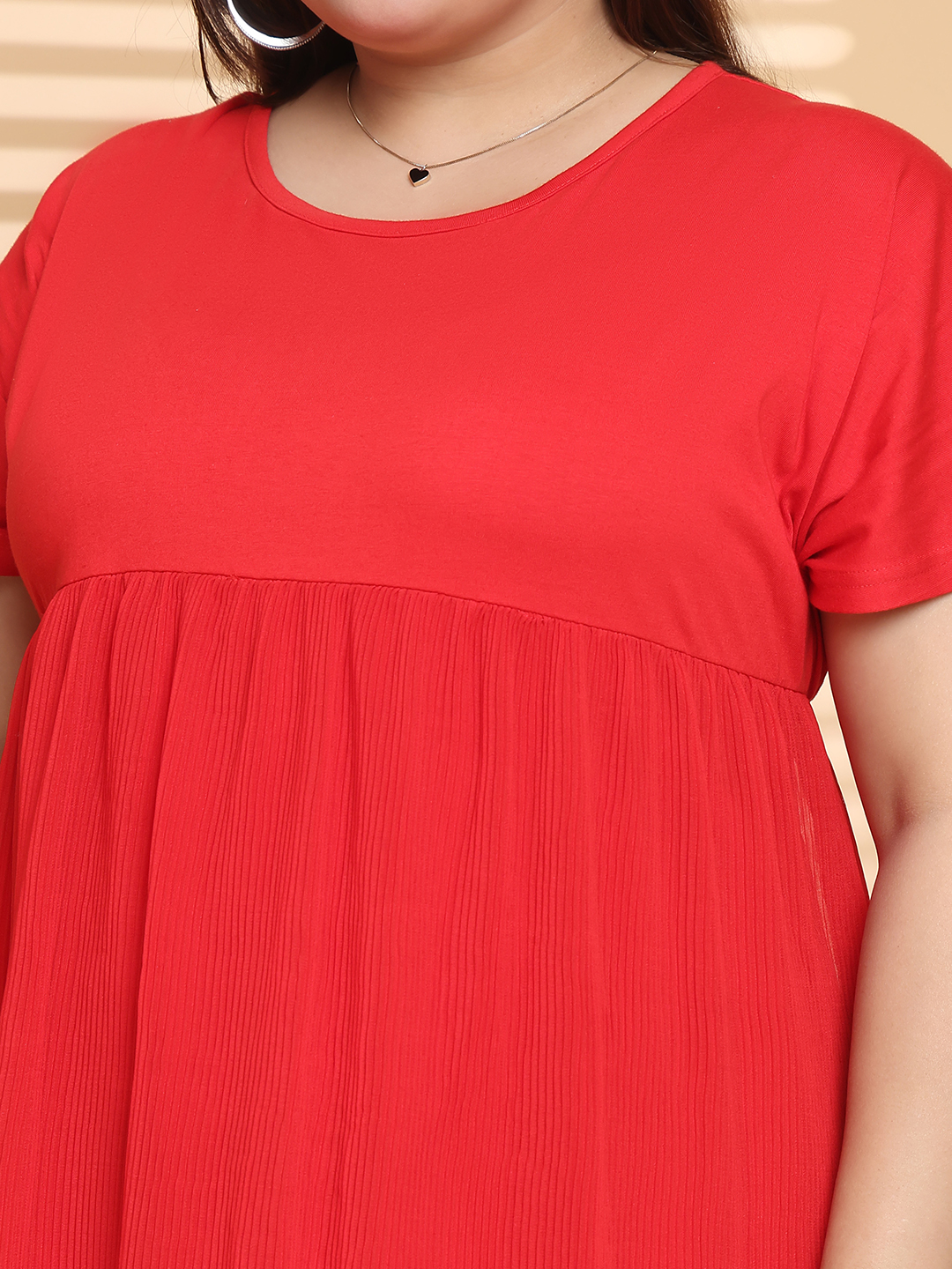 Women's Plus Size Red Solid Color A-Line Maxi Dress