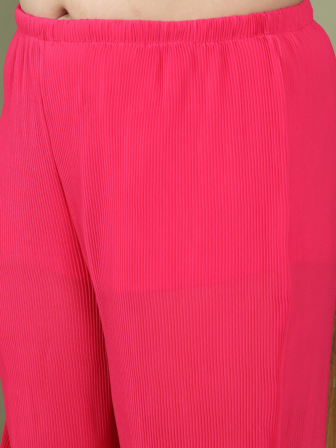 Women's Plus Size Fuchsia Solid color Heat Set Trouser