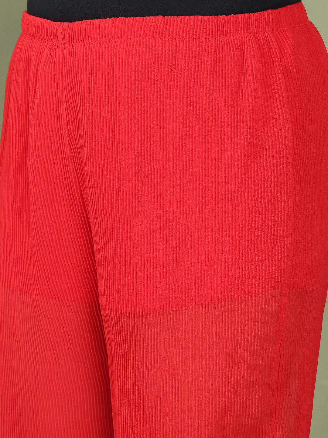 Women's Plus Size Red Solid color Heat Set Trouser