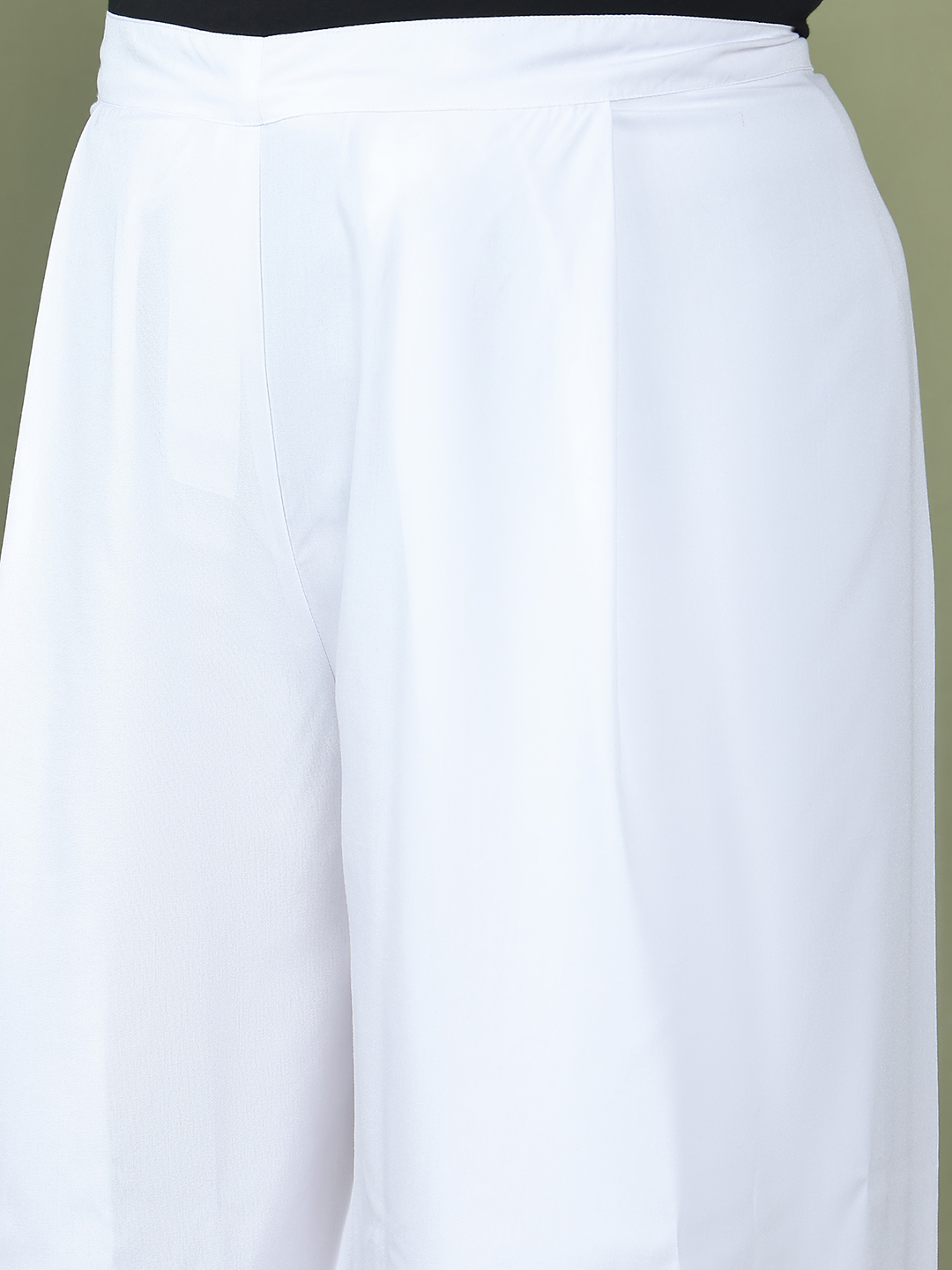 Women's Plus Size White solid color woven wrap wide leg Trouser