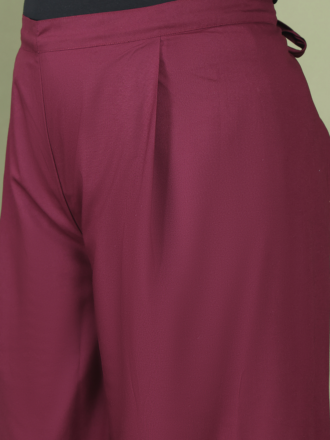 Women's Plus Size Plum solid color woven wrap wide leg Trouser