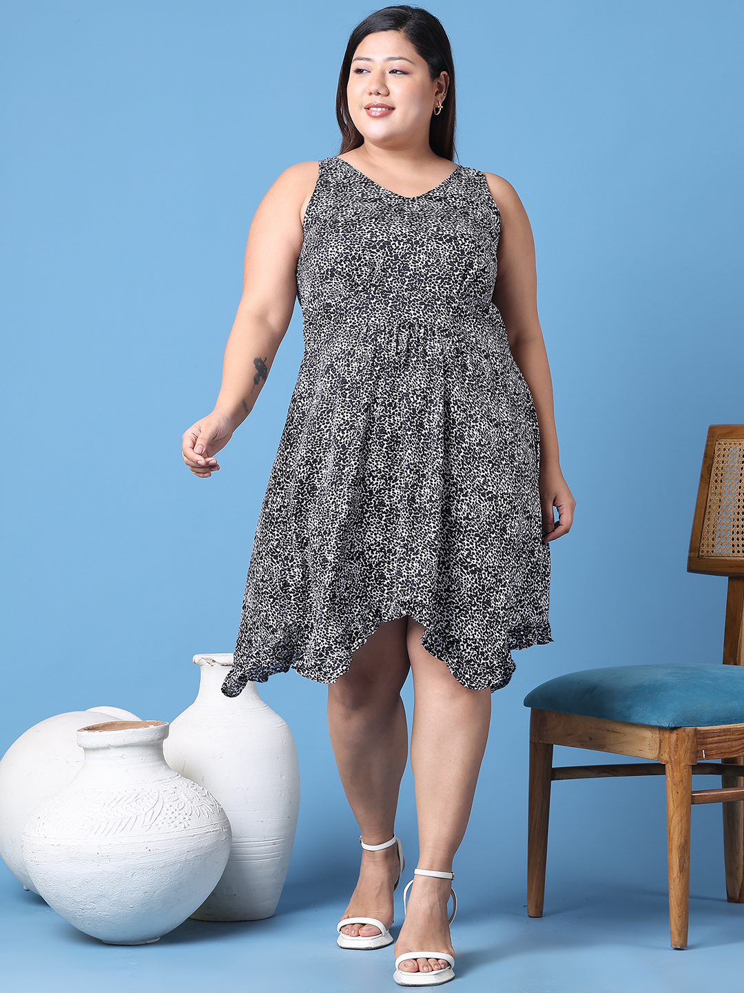 Women's Plus Size Tiger printed a-line dress