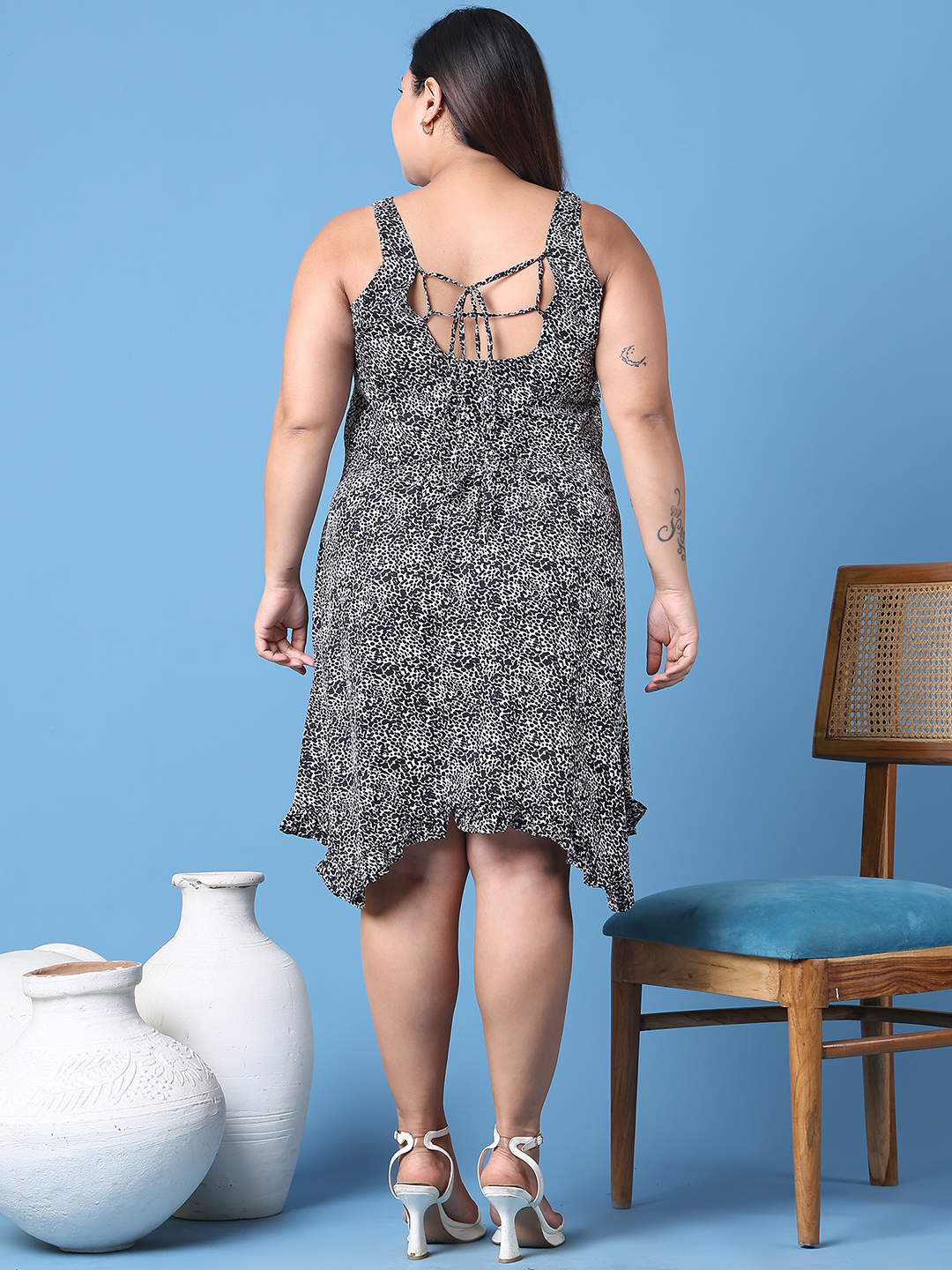 Women's Plus Size Tiger printed a-line dress