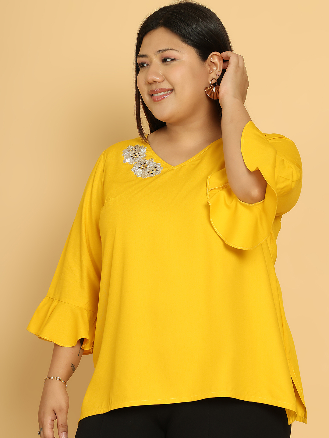 Sunny Bloom Mustard Top