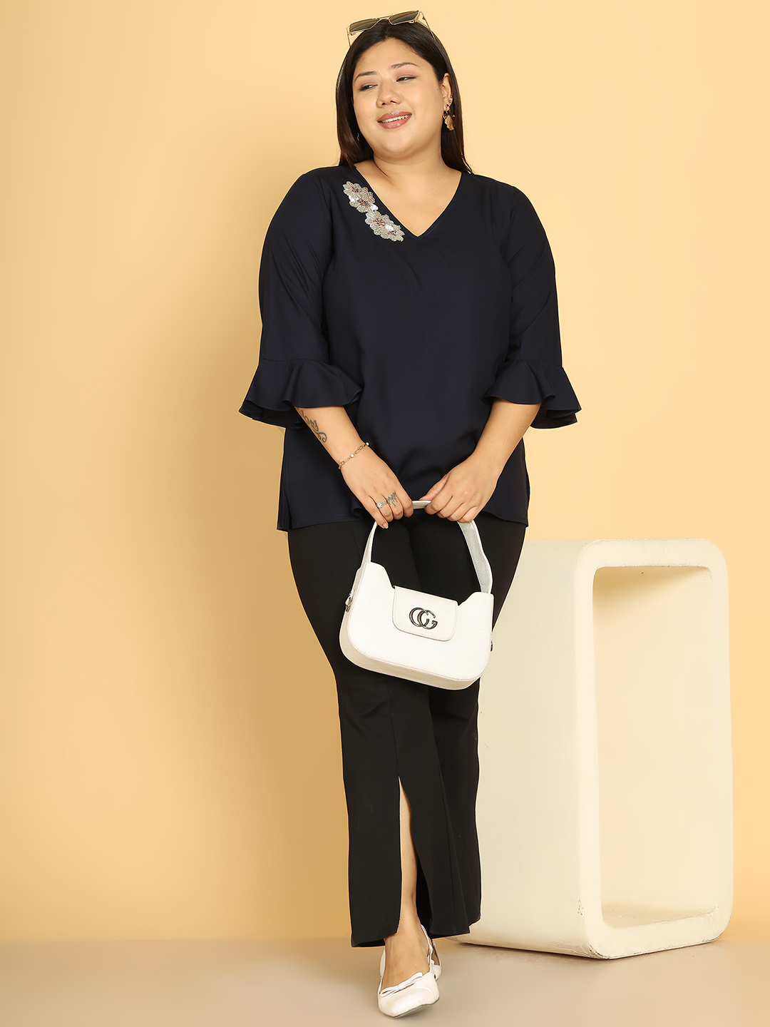 Sunny Bloom Navy Top