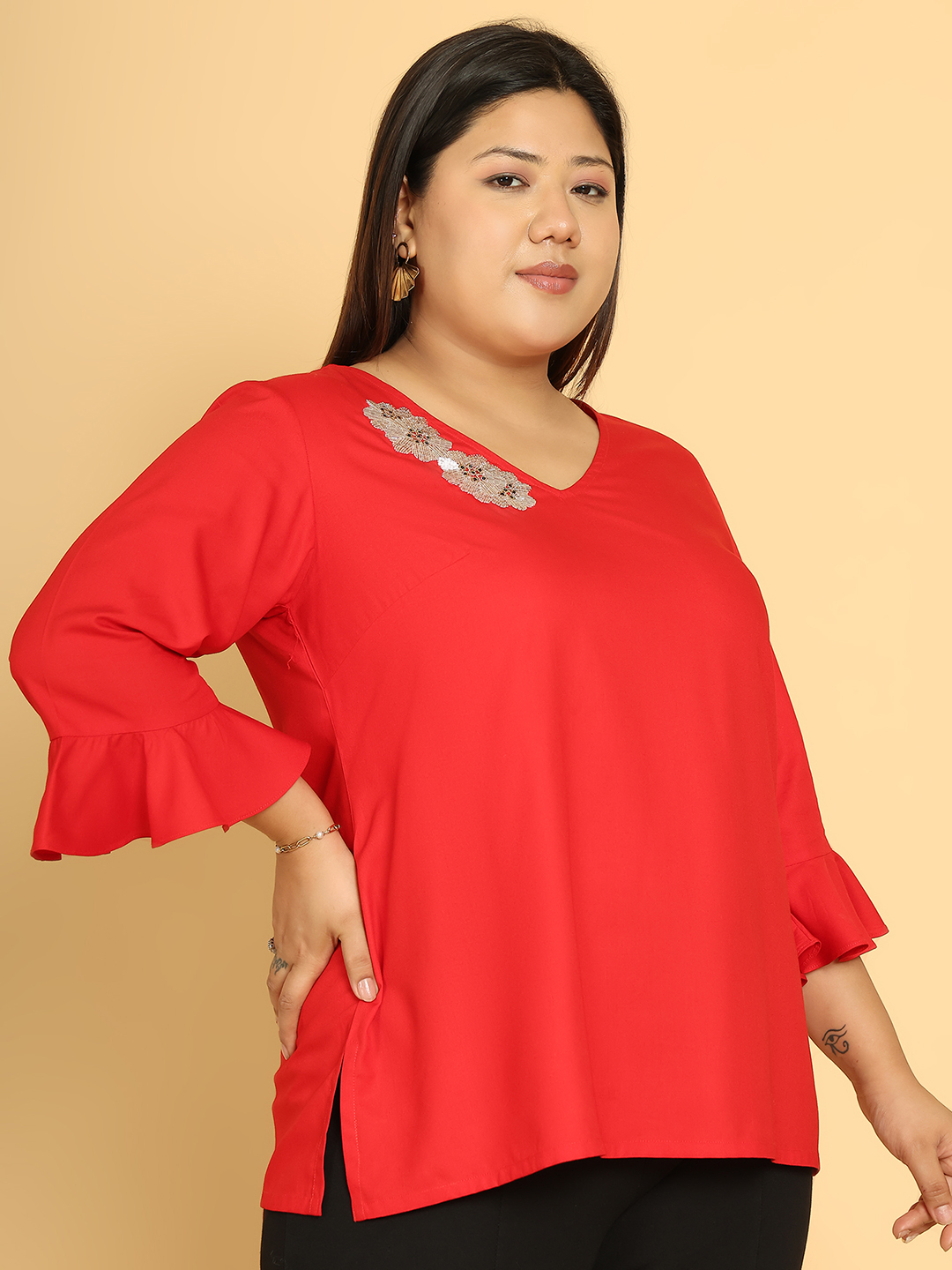 Sunny Bloom Red Top