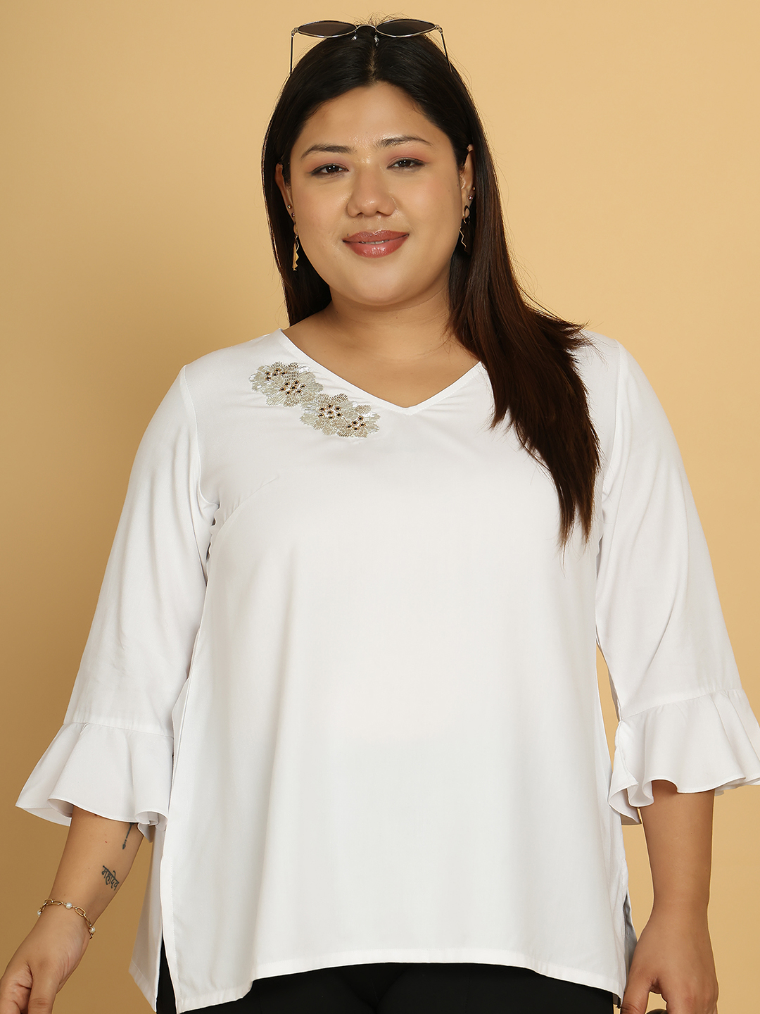 Sunny Bloom White Top