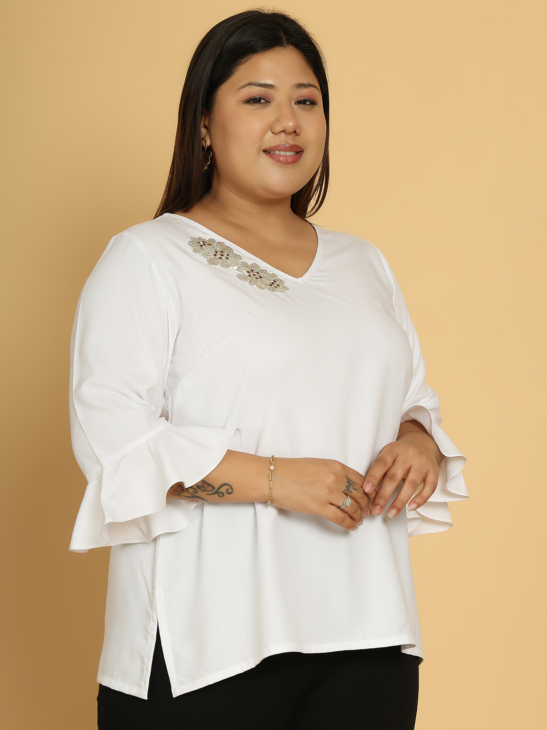 Sunny Bloom White Top
