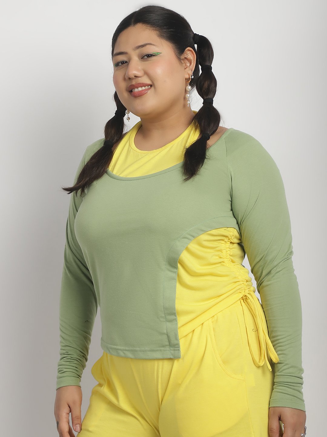 Crush It Top : Sage Green and Yellow Color