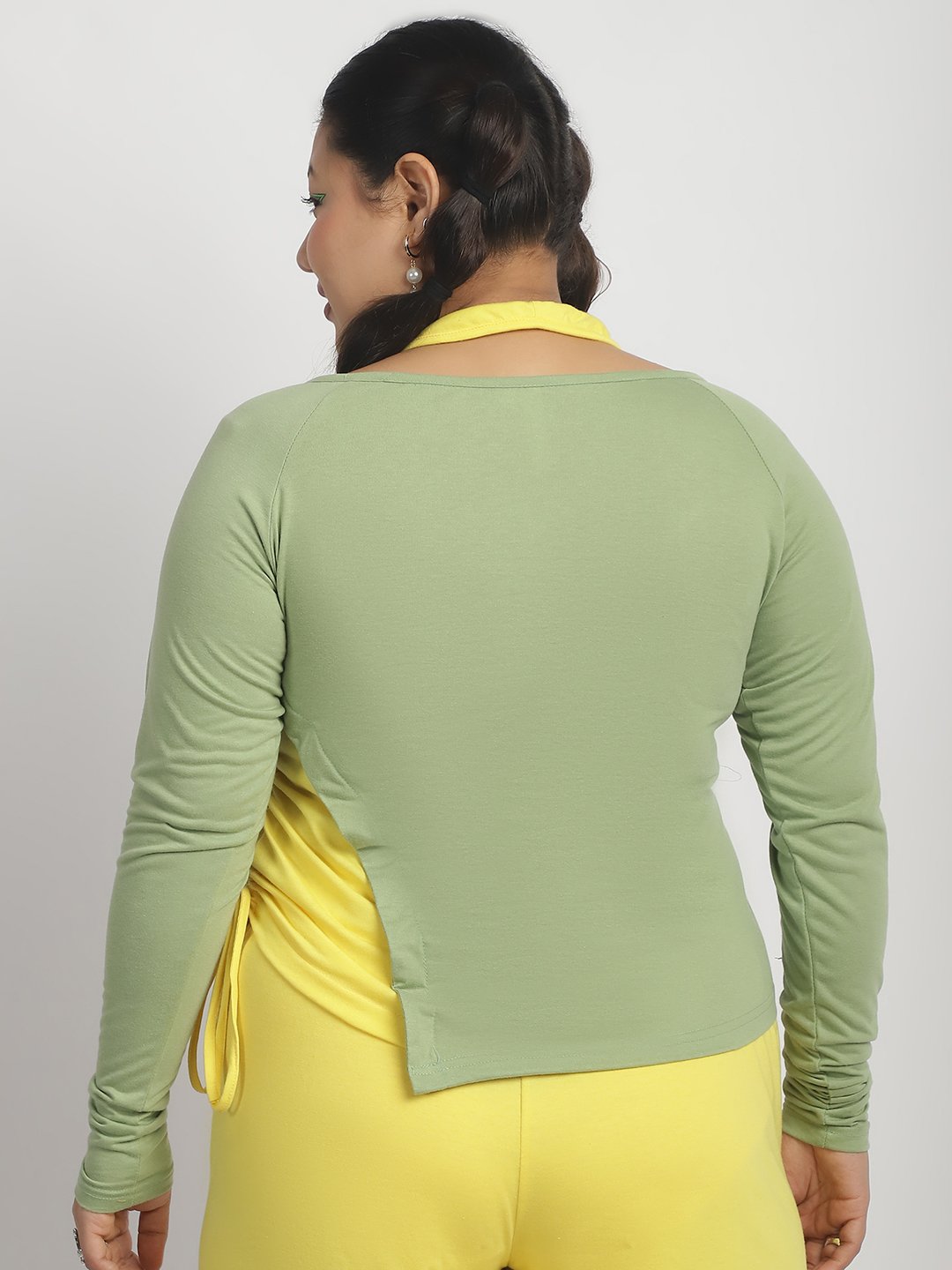 Crush It Top : Sage Green and Yellow Color