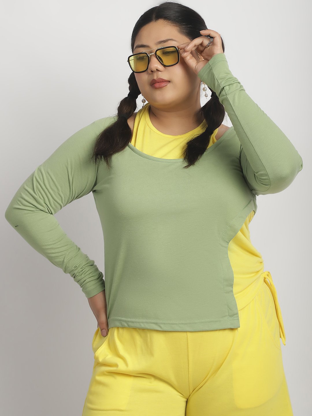 Crush It Top : Sage Green and Yellow Color