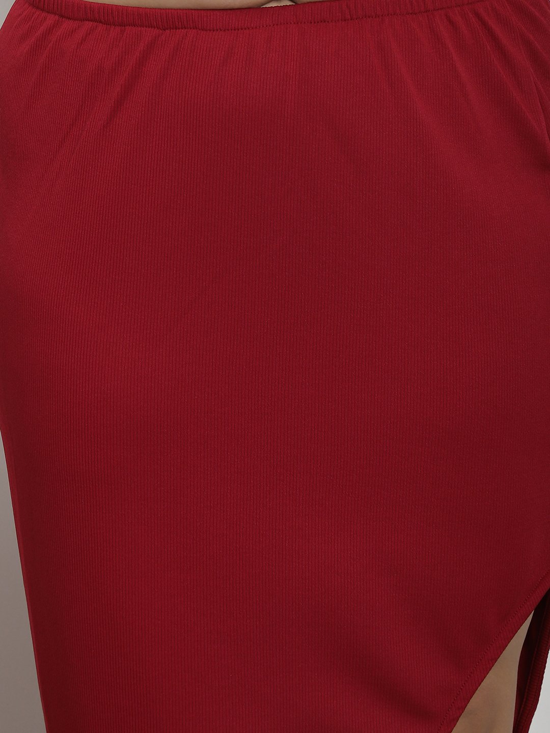 The Ribbed Siren Skirt : Maroon Color