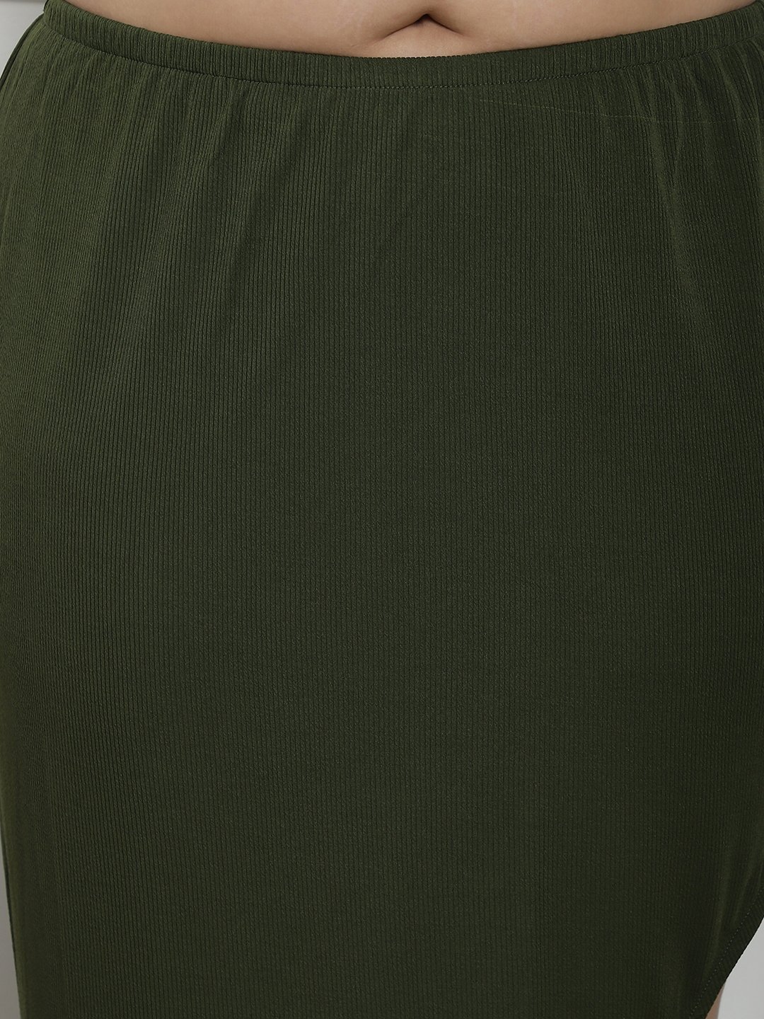 The Ribbed Siren Skirt : Olive Color
