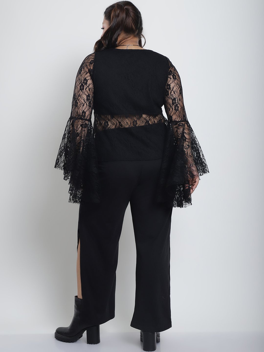 Flirty Flutter Lace Top : Black Color
