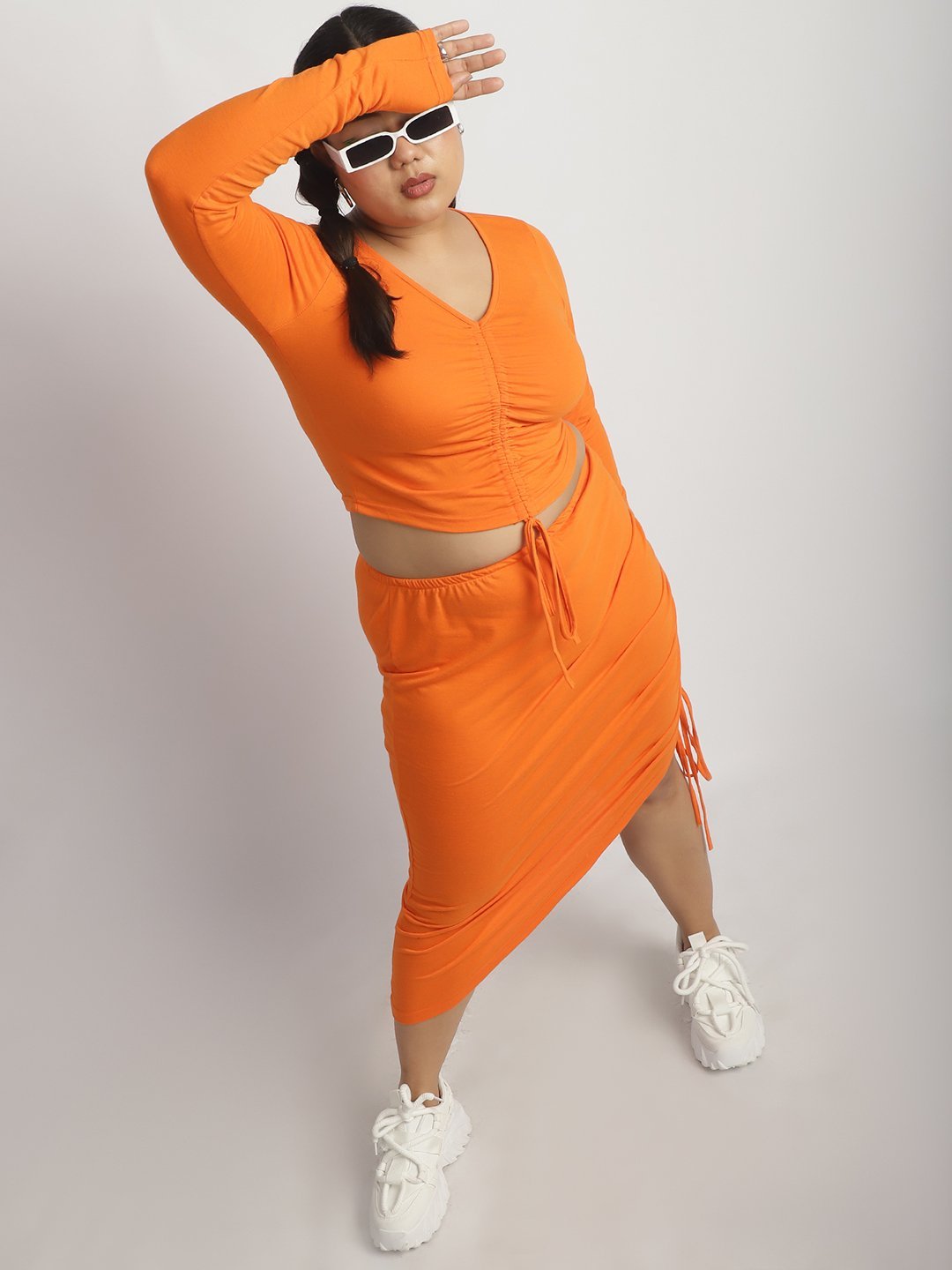 Confetti Crush Hight Waisted Skirt : Orange Color