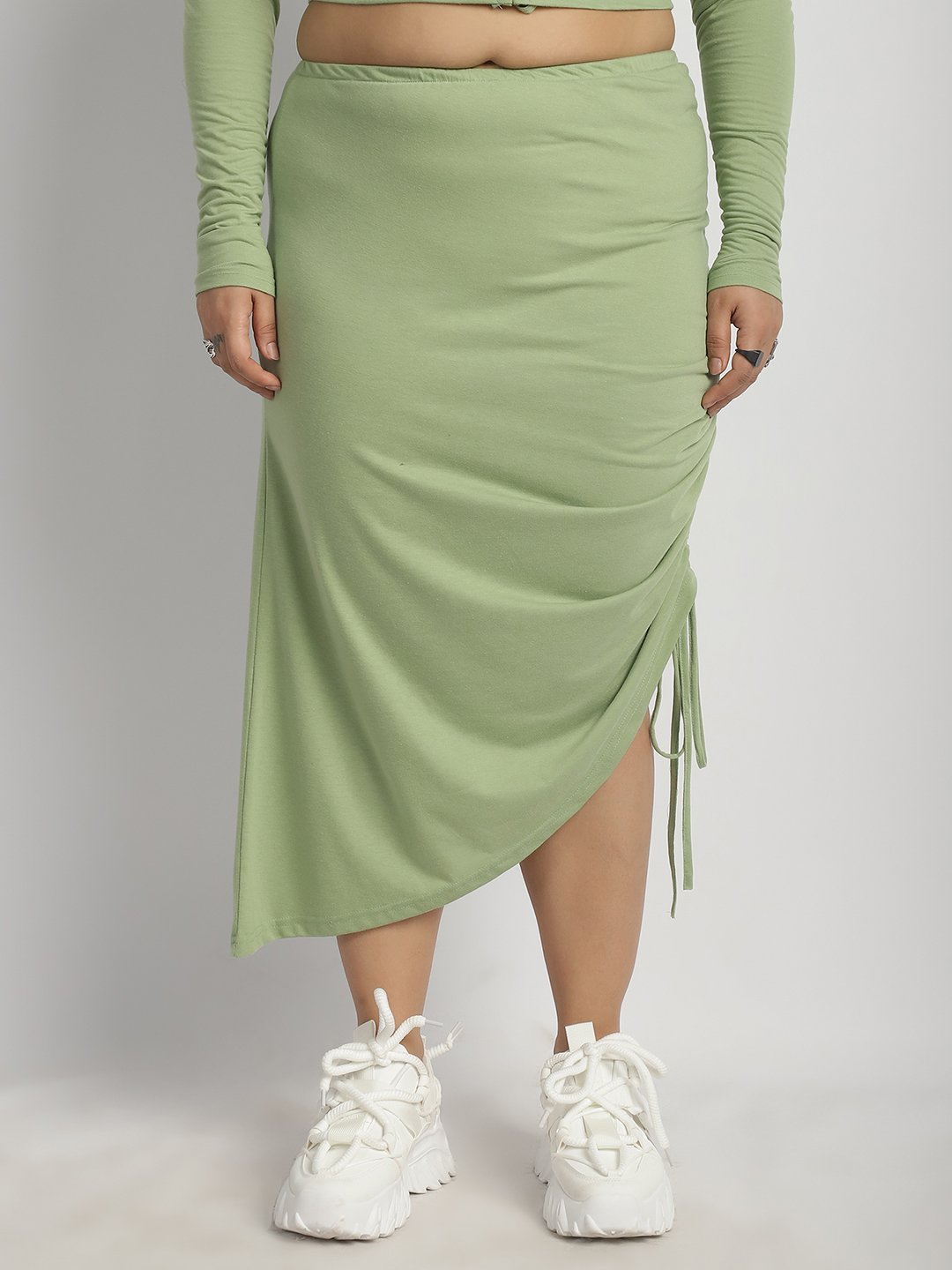 Confetti Crush Hight Waisted Skirt : Sage Green Color