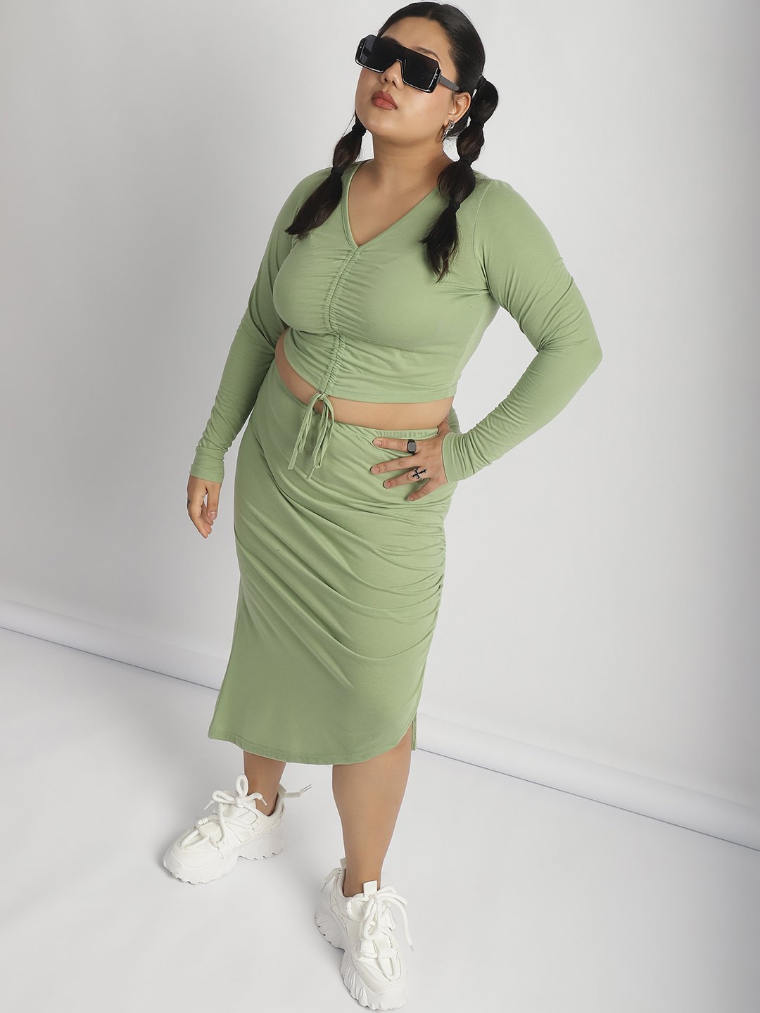 Confetti Crush Hight Waisted Skirt : Sage Green Color