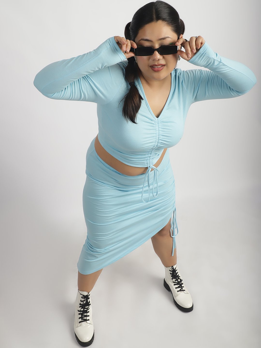 Confetti Crush Hight Waisted Skirt : Sky Blue Color
