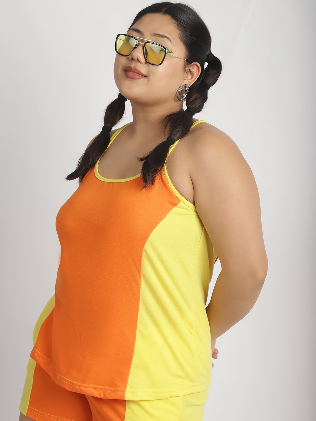 Rainbow Swirl Top: Orange Yellow Color
