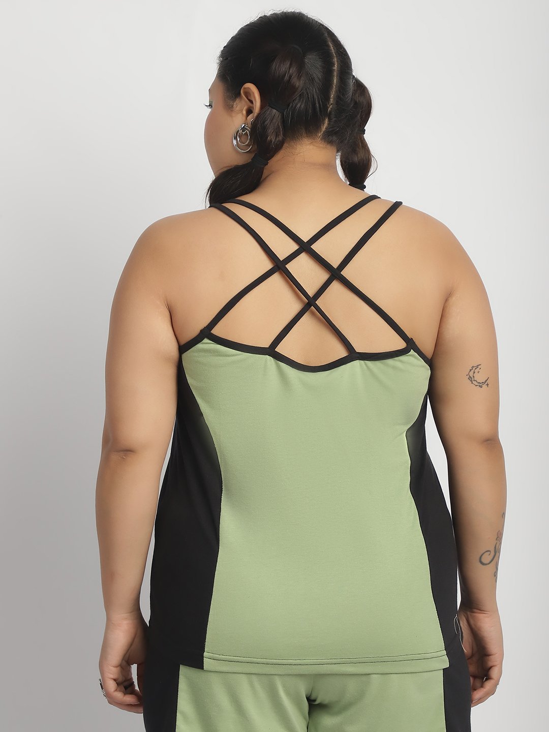 Rainbow Swirl Top: Sage Green and Black Color