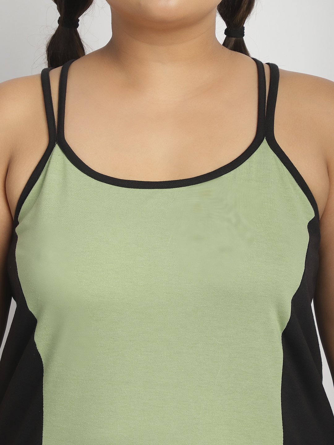 Rainbow Swirl Top: Sage Green and Black Color