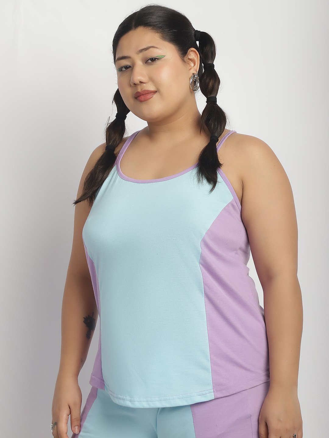 Rainbow Swirl Top: Sky blue and Lilac Color