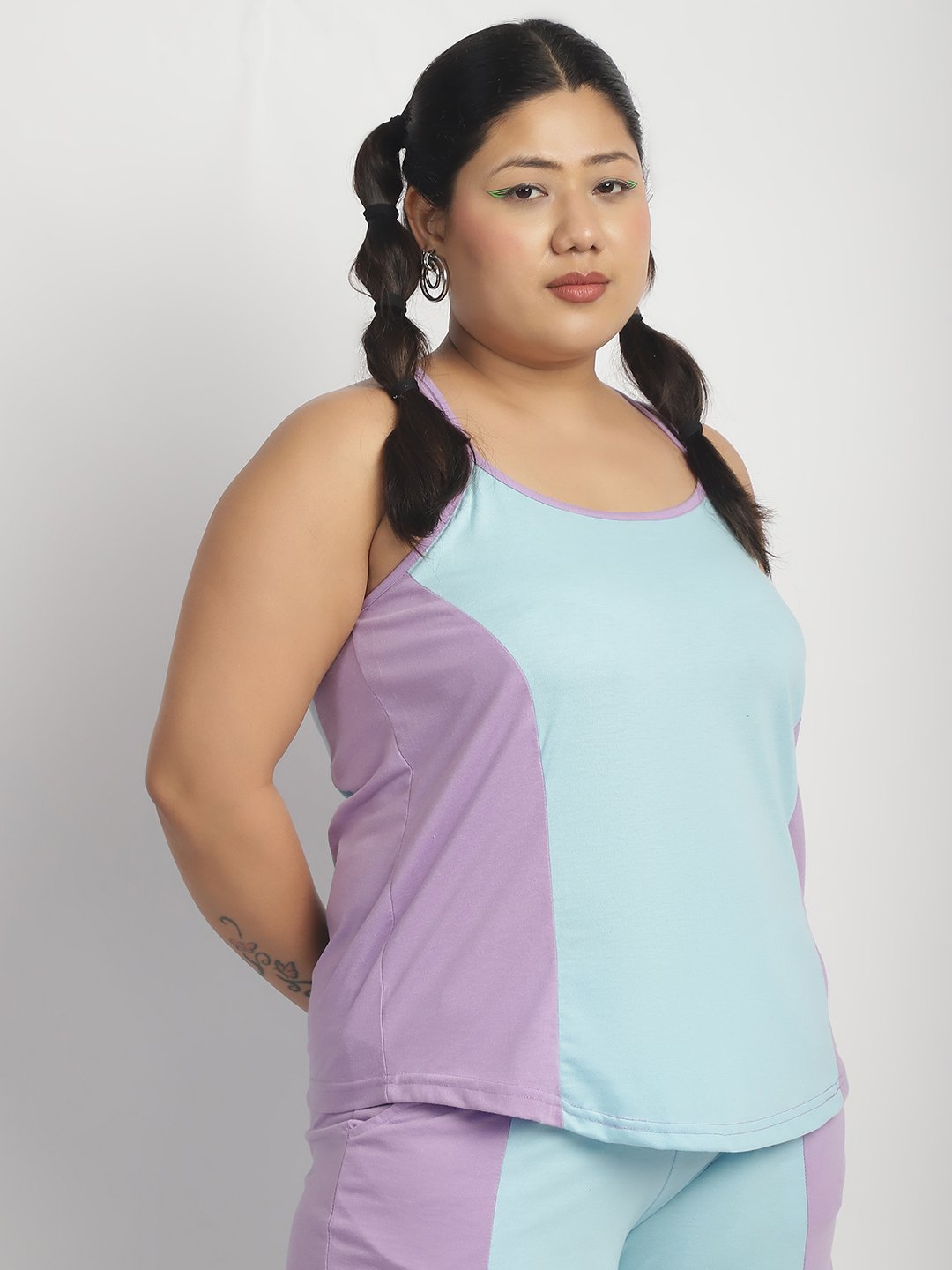Rainbow Swirl Top: Sky blue and Lilac Color