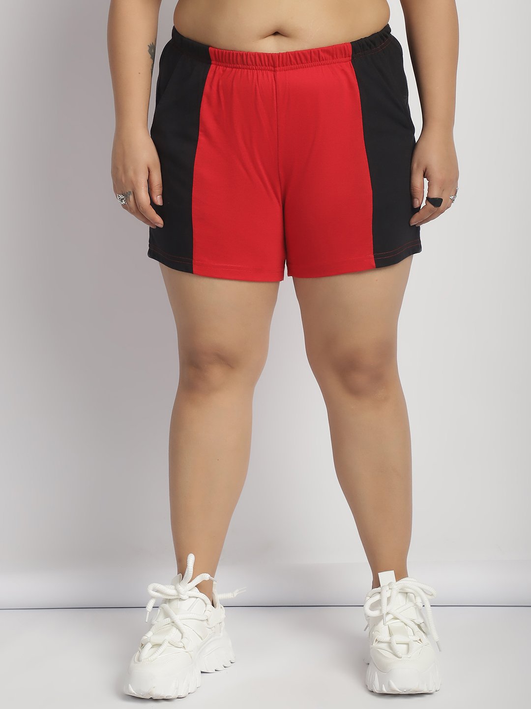 Gummy Groove Shorts: Red Black Color