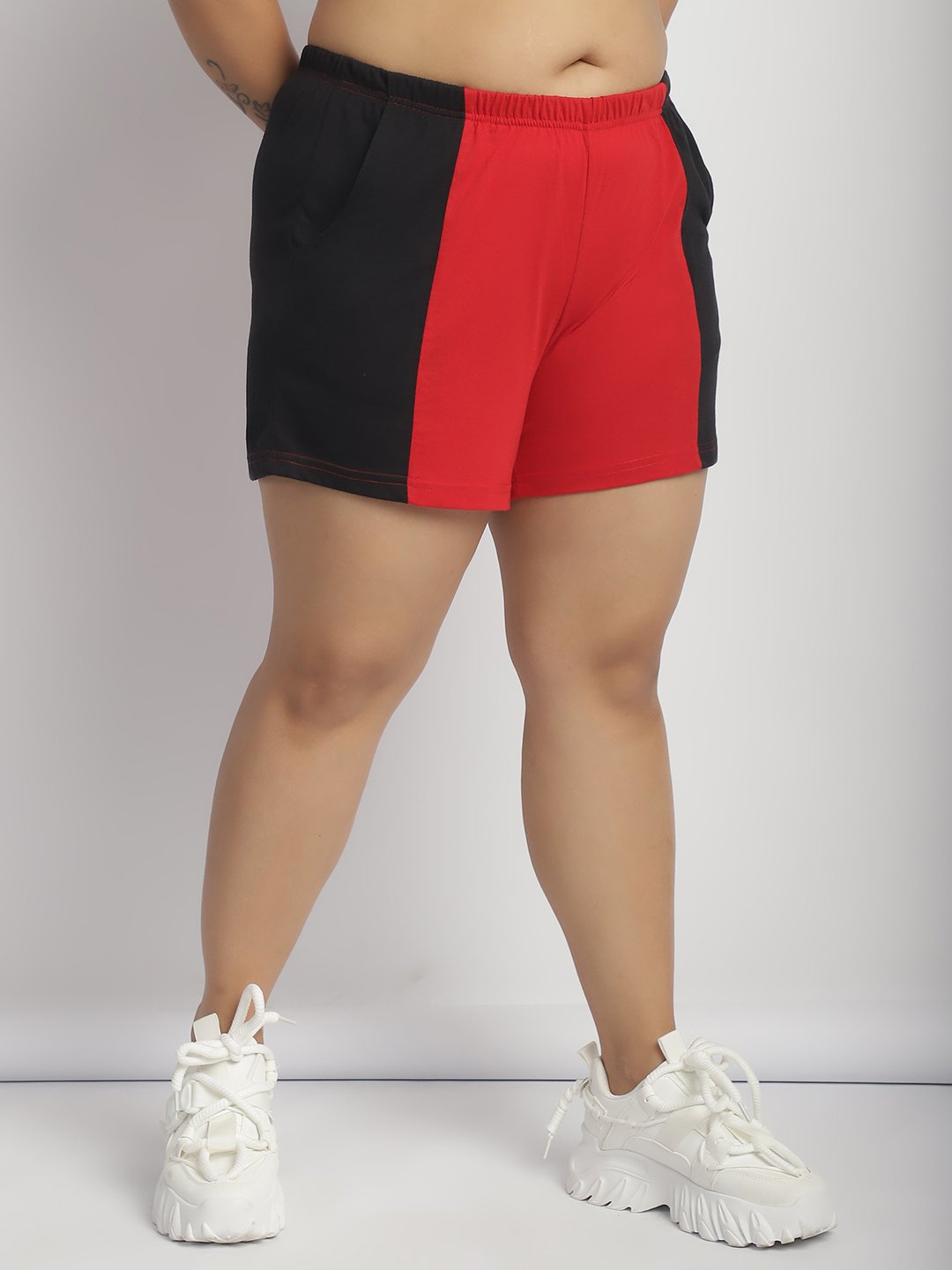 Gummy Groove Shorts: Red Black Color