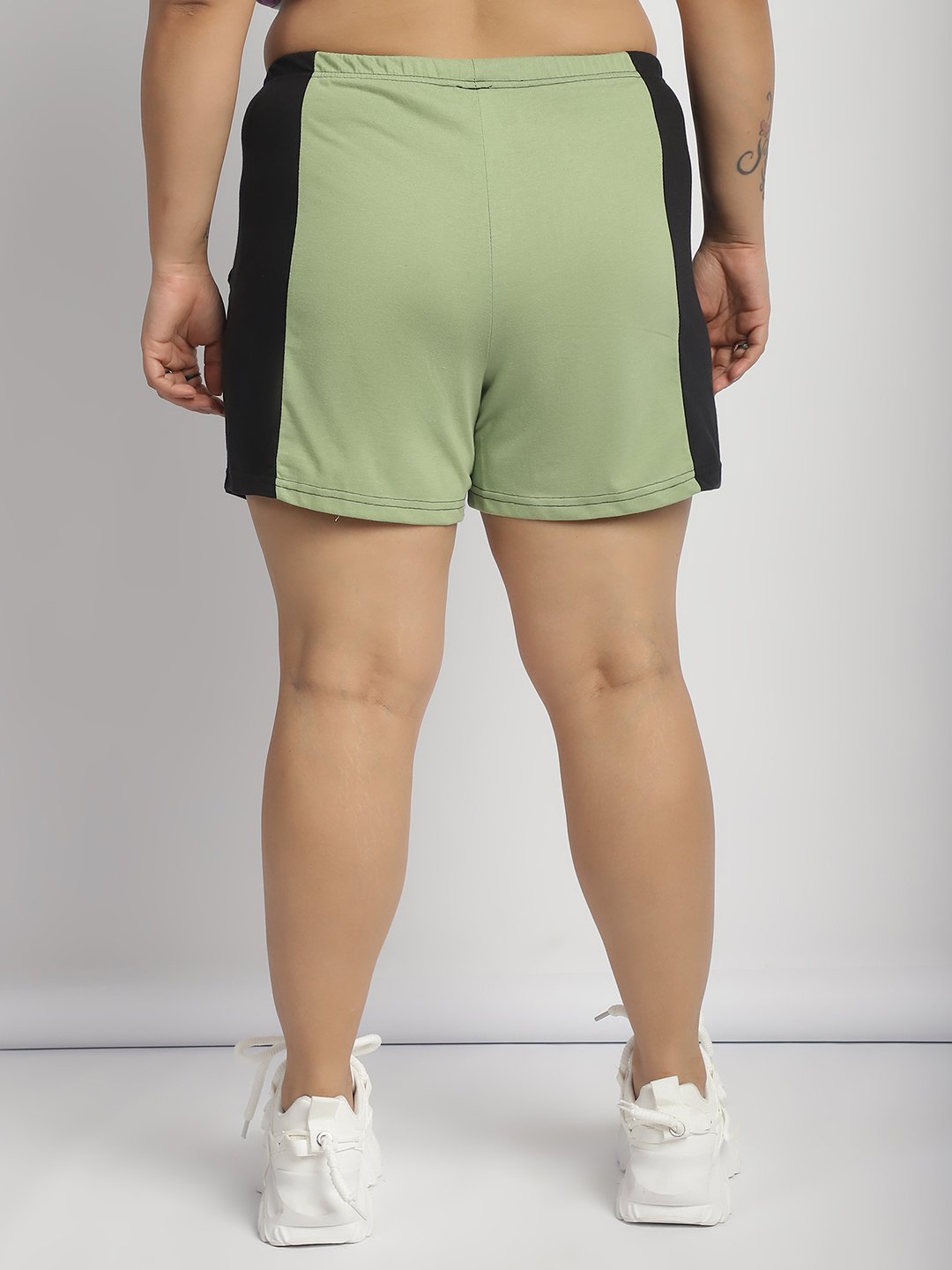 Gummy Groove Shorts: Sage Green Black Color