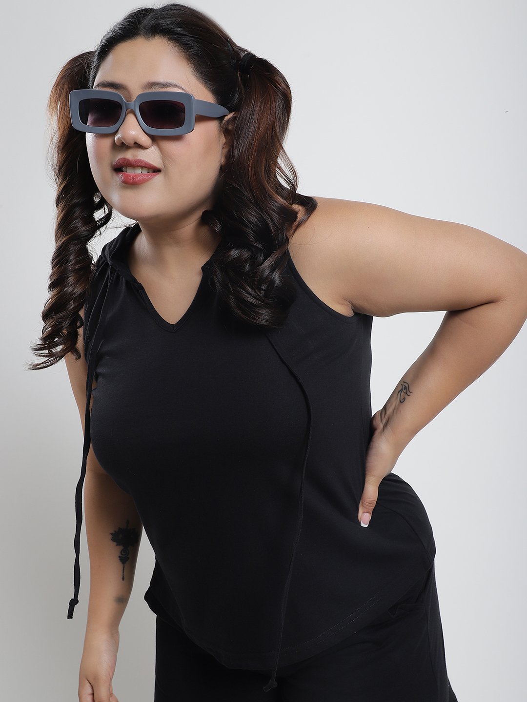 Candy Comfort Hoodie Tank Top : Black Color