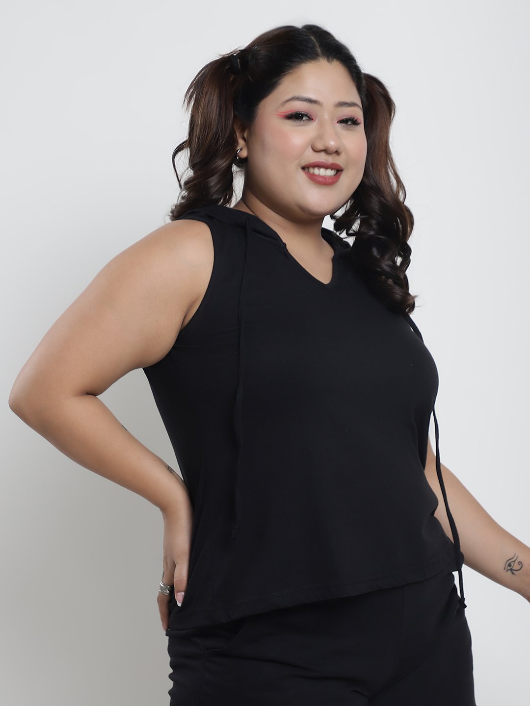 Candy Comfort Hoodie Tank Top : Black Color