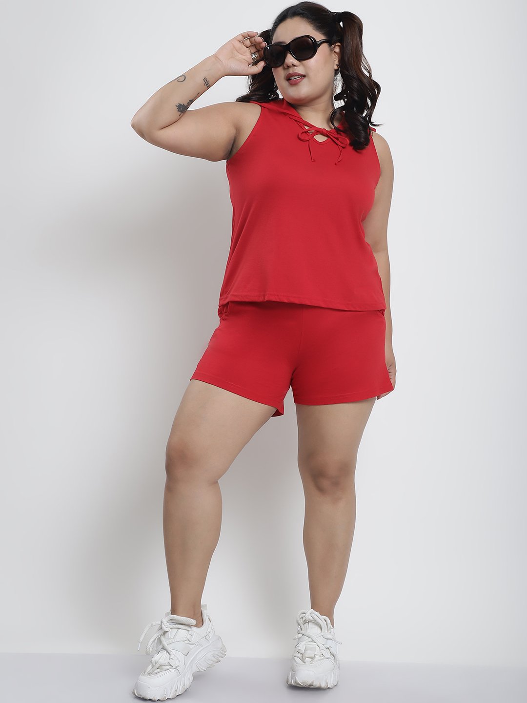 Candy Comfort Hoodie Tank Top : Red Color