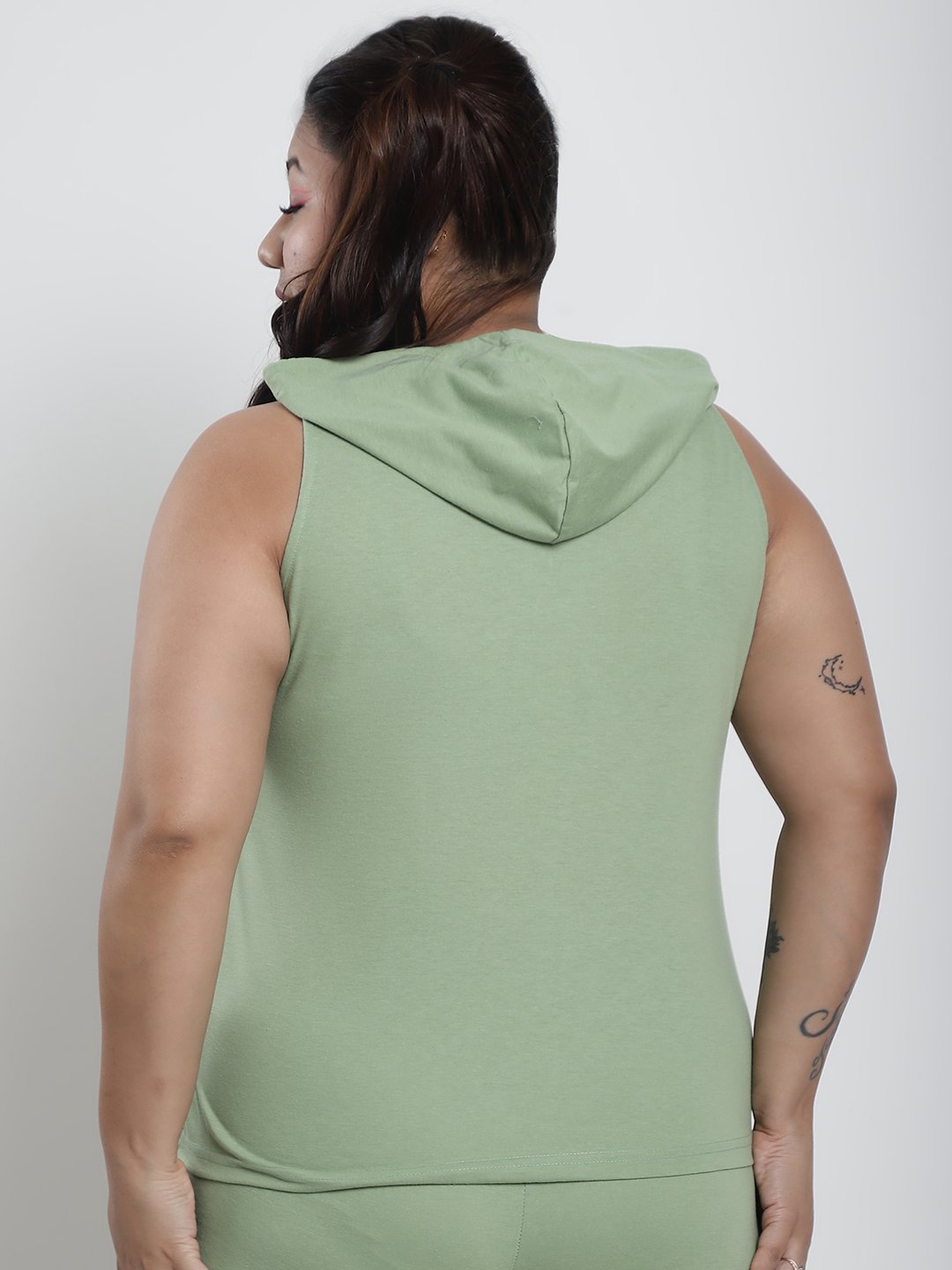Candy Comfort Hoodie Tank Top : Sage Green Color