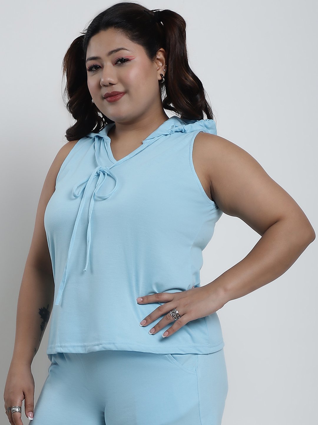 Candy Comfort Hoodie Tank Top : Sky Blue Color