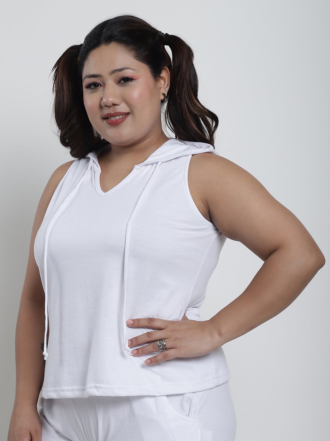 Candy Comfort Hoodie Tank Top : White Color