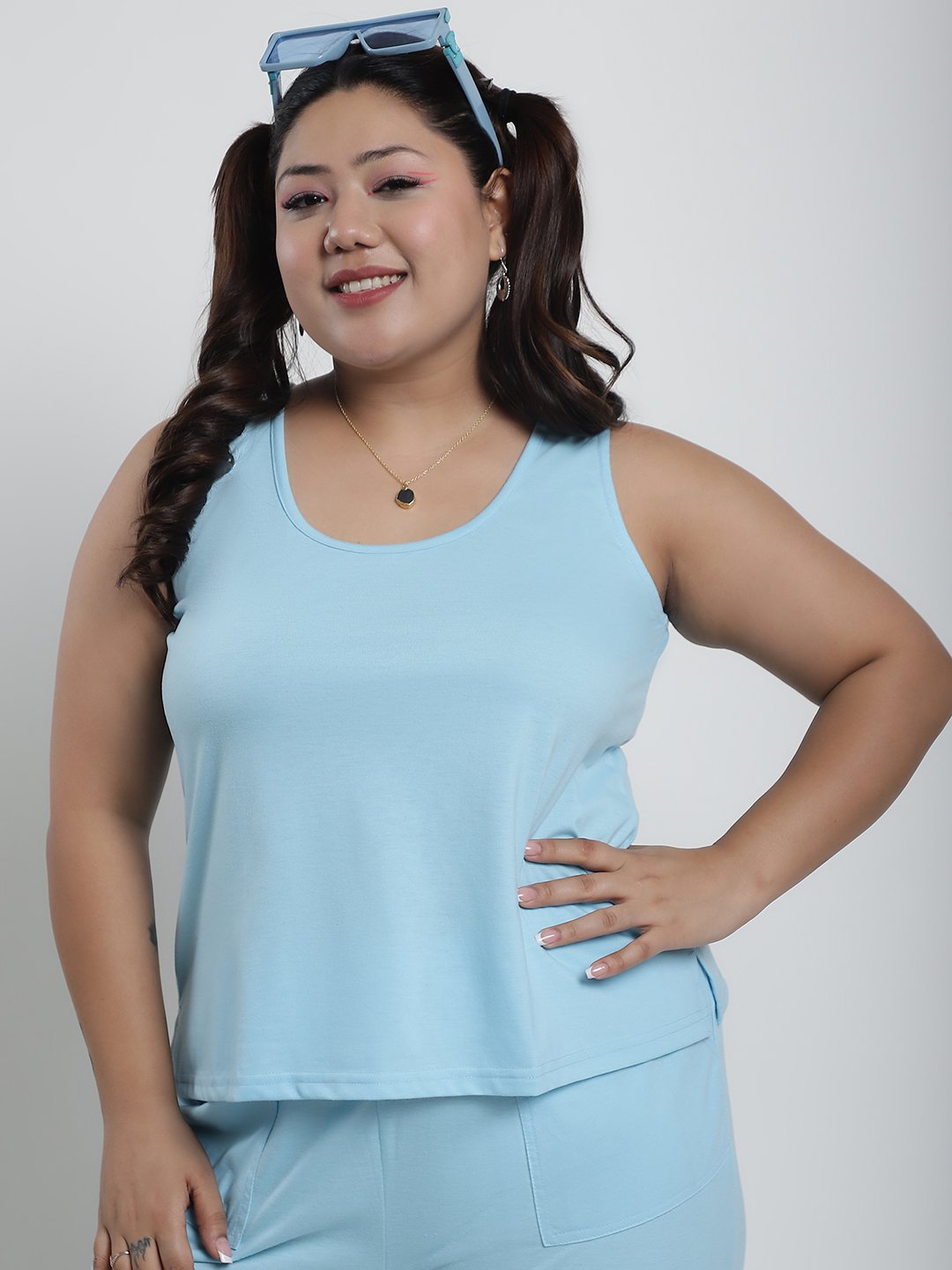 Tutti Frutti Tank Top : Sky Blue Color