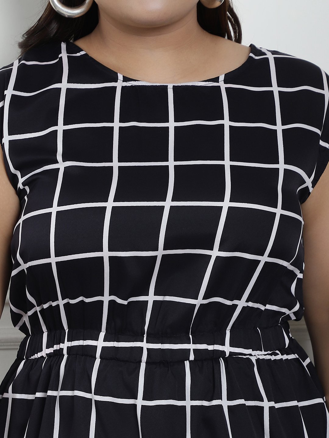 Golden Hour Midi Dress : BLACK CHECK Color