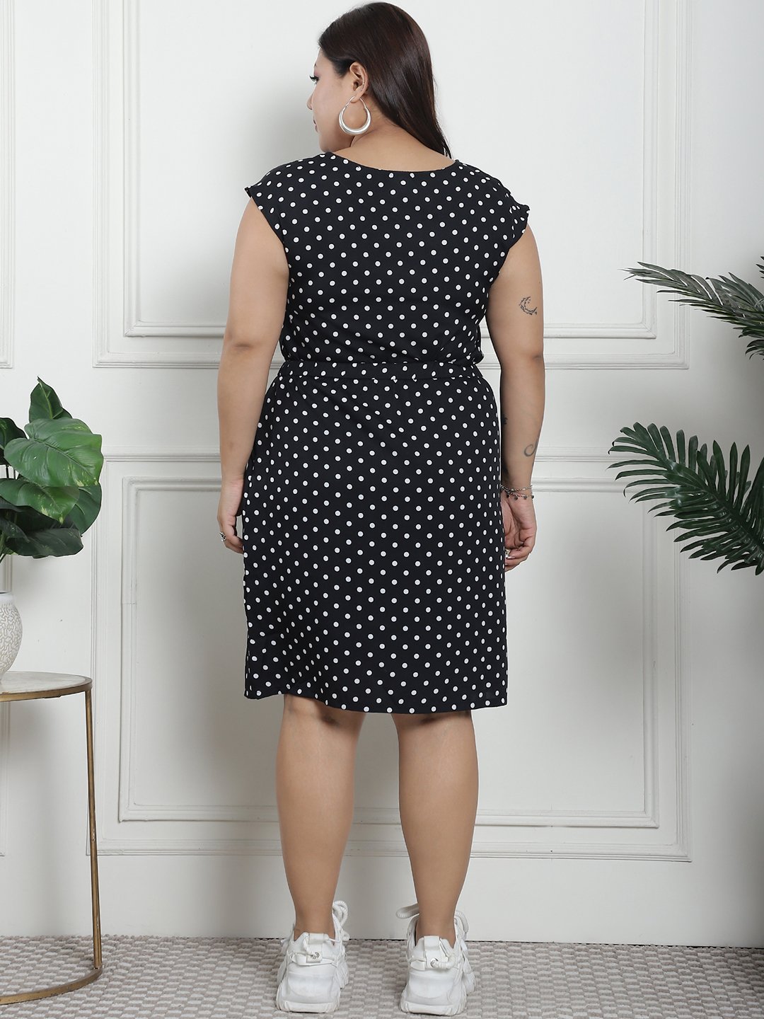 Golden Hour Midi Dress : WHITE BIG POLKA Color