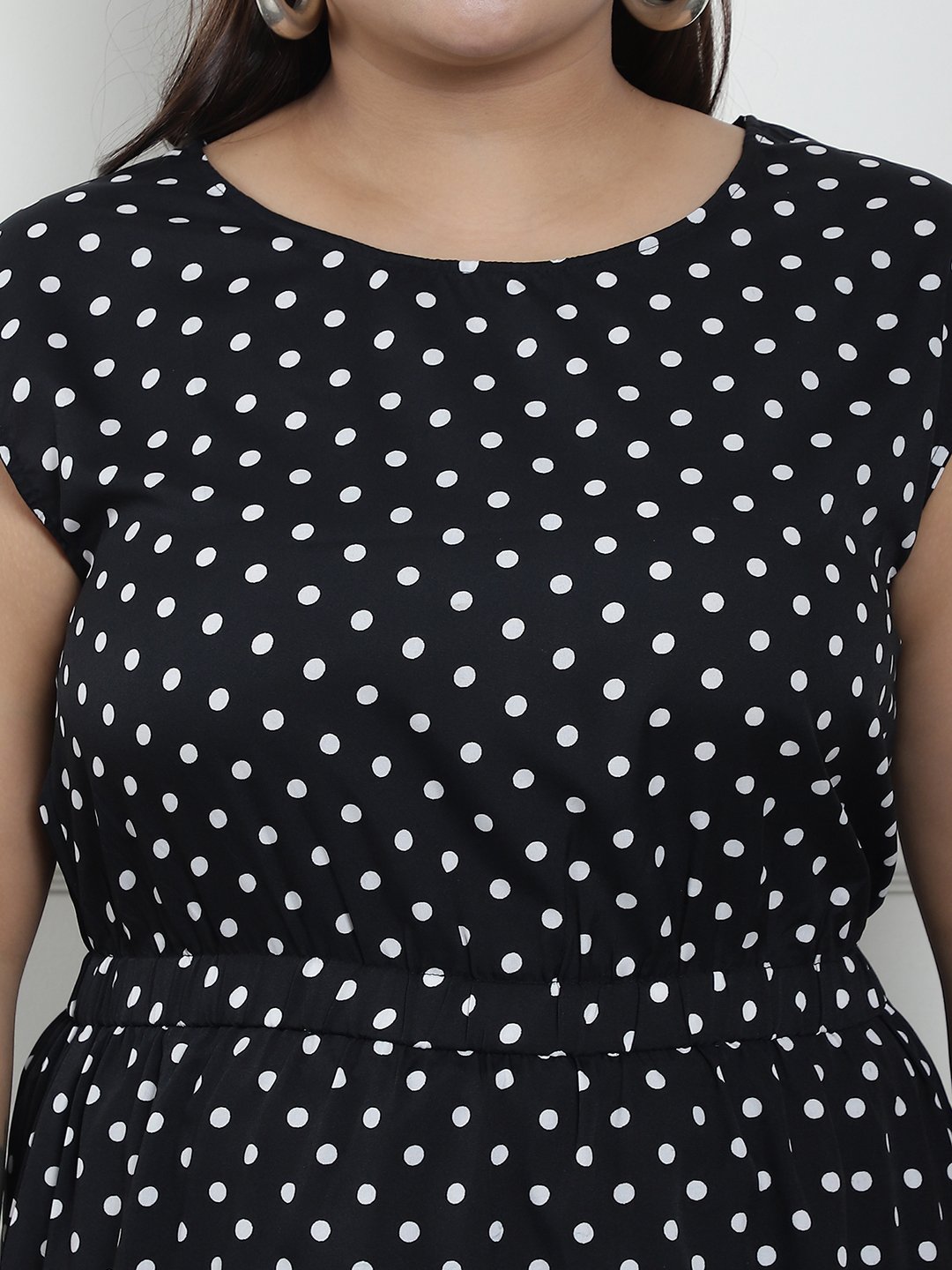 Golden Hour Midi Dress : WHITE BIG POLKA Color