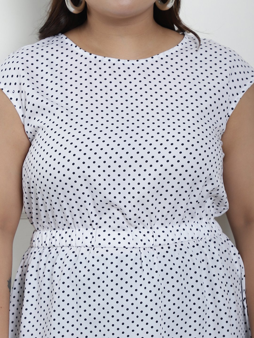 Golden Hour Midi Dress : BLACK SMALL POLKA Color