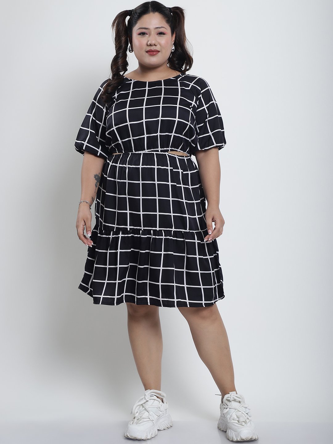 Summer Bliss Dress : BLACK CHECK Color