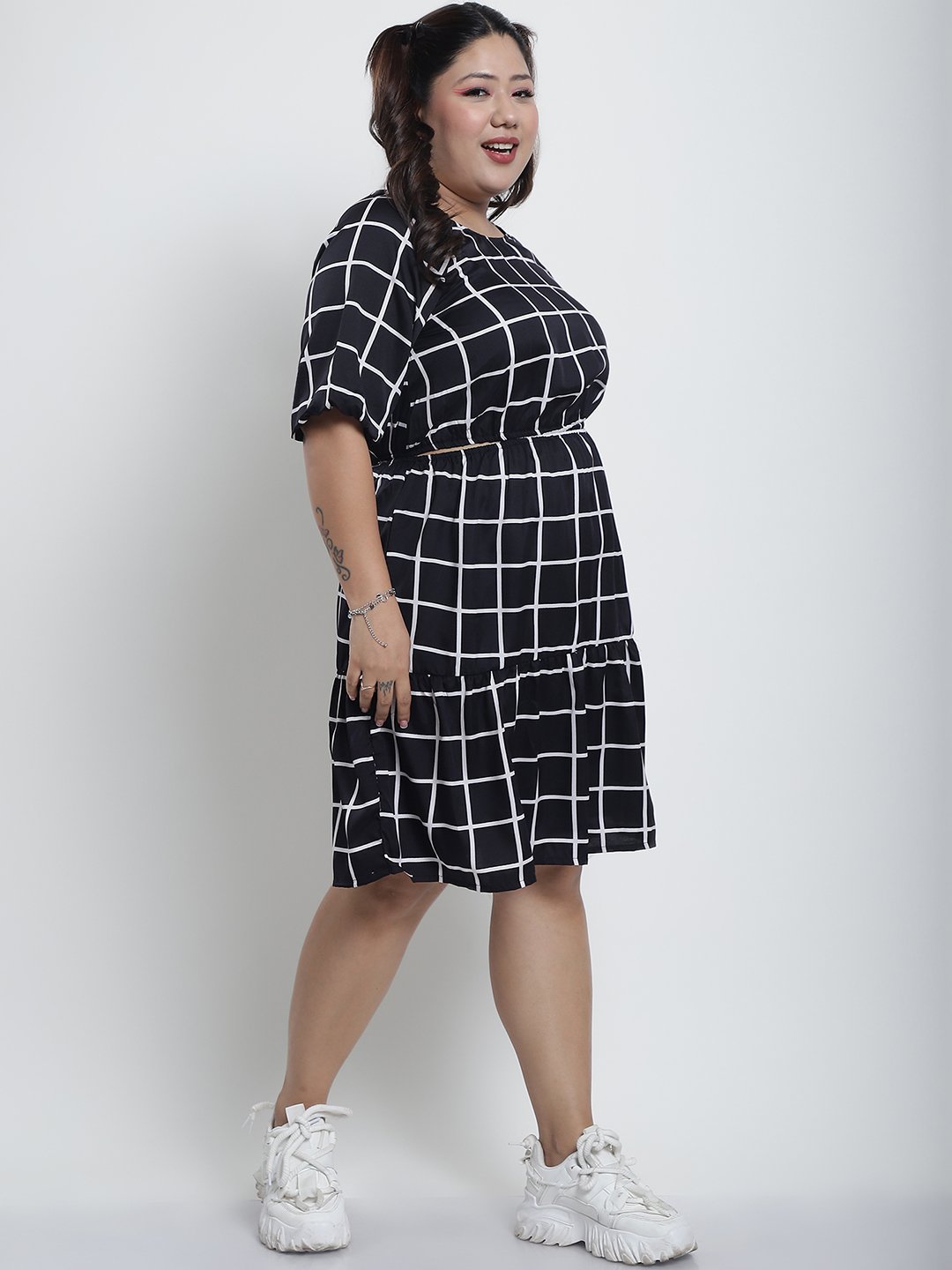 Summer Bliss Dress : BLACK CHECK Color