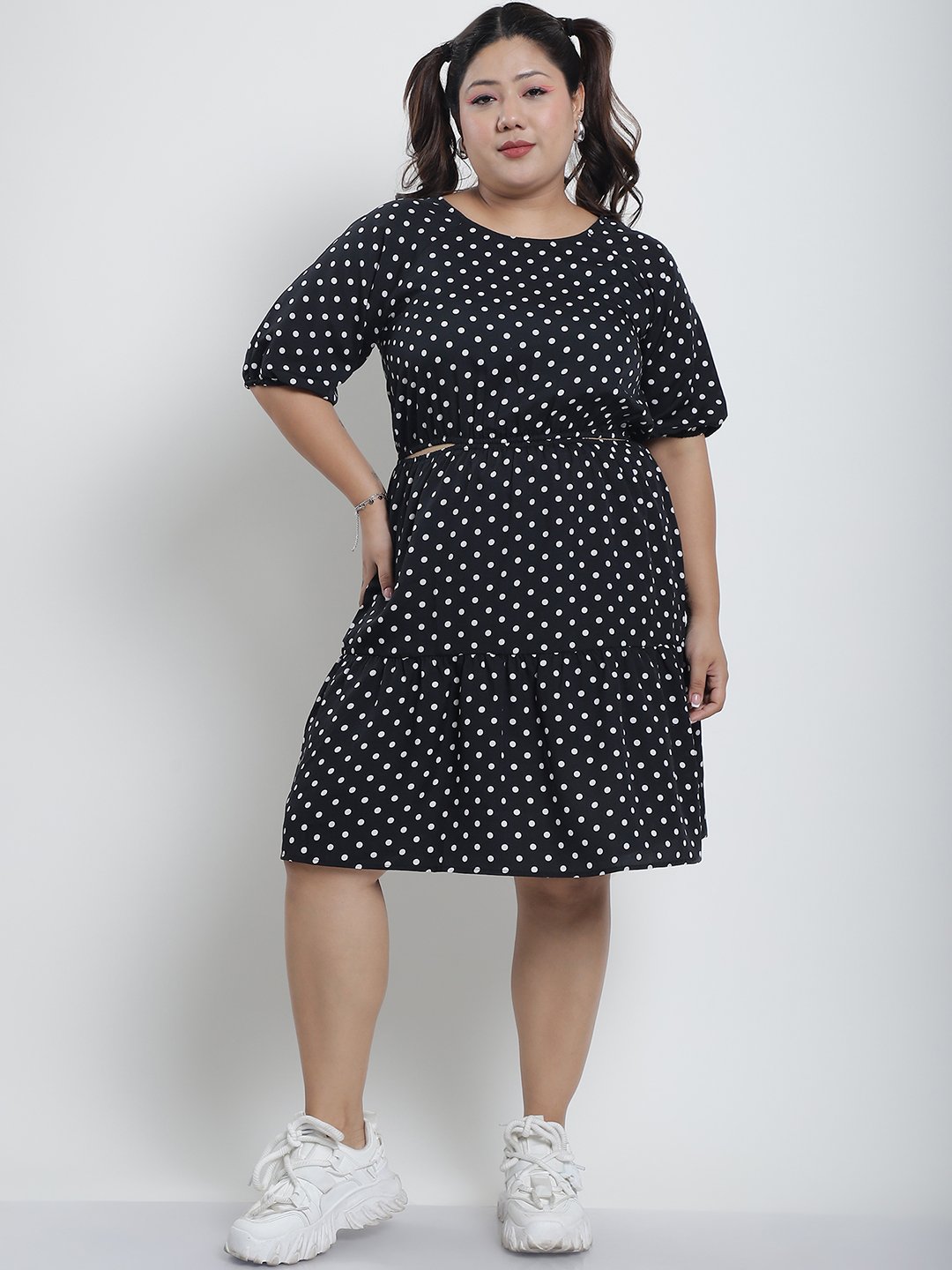 Summer Bliss Dress : WHITE BIG POLKA Color