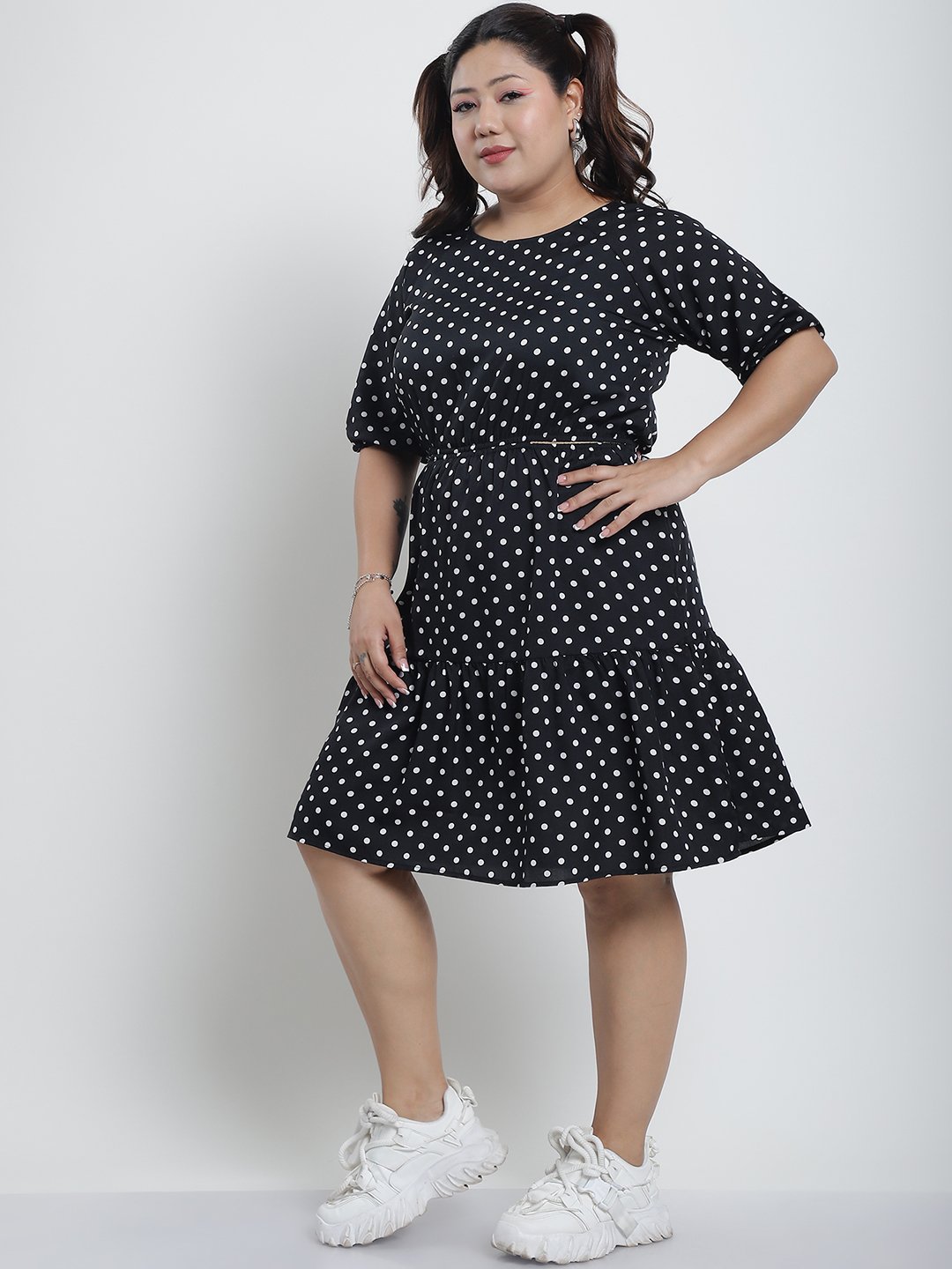Summer Bliss Dress : WHITE BIG POLKA Color