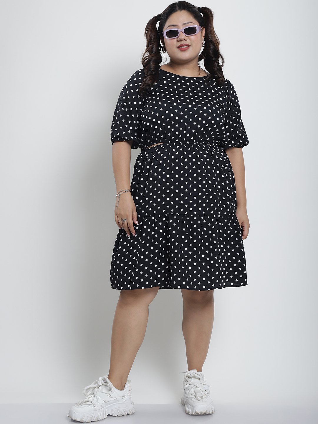 Summer Bliss Dress : WHITE BIG POLKA Color