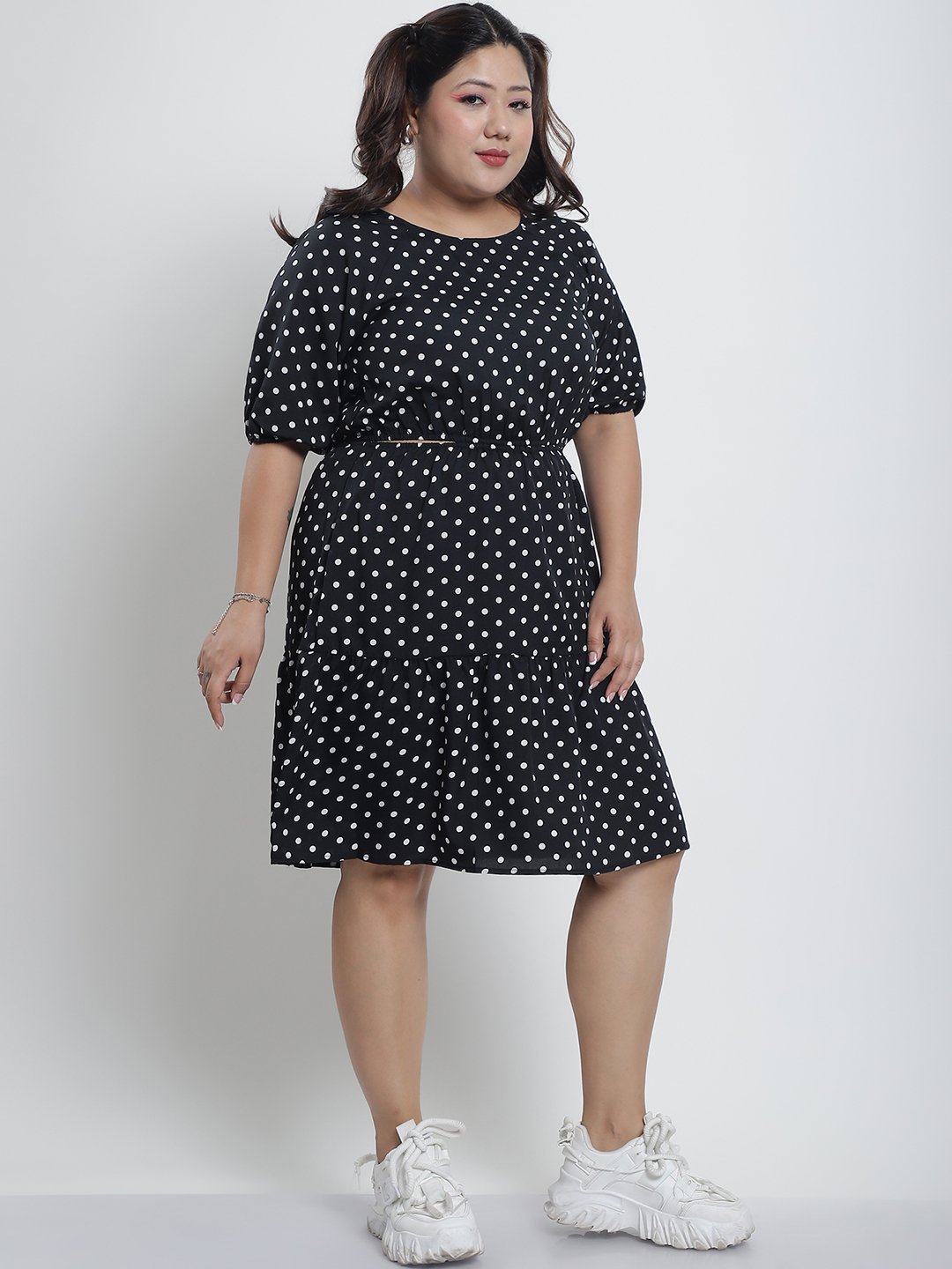 Summer Bliss Dress : WHITE BIG POLKA Color