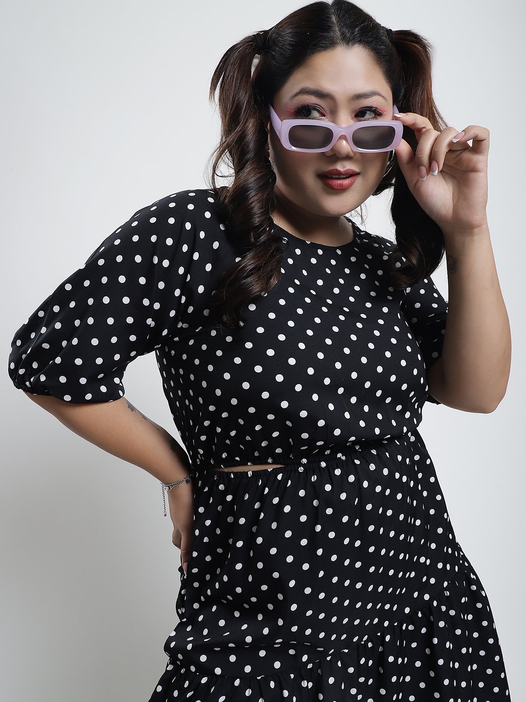 Summer Bliss Dress : WHITE BIG POLKA Color
